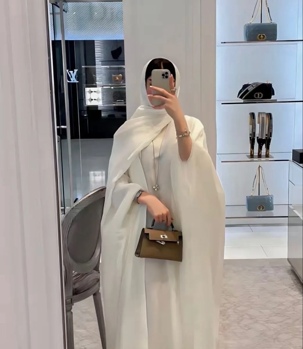 White Chiffon Cape Abaya