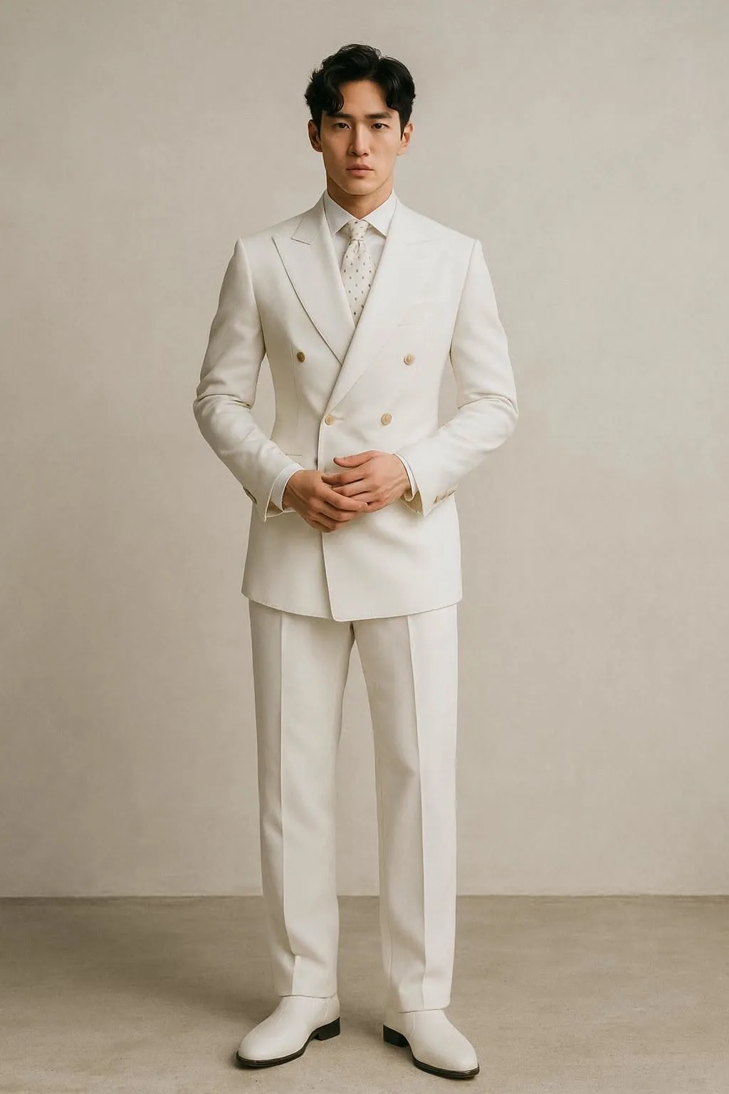 Ivory Double-Breasted Suit
