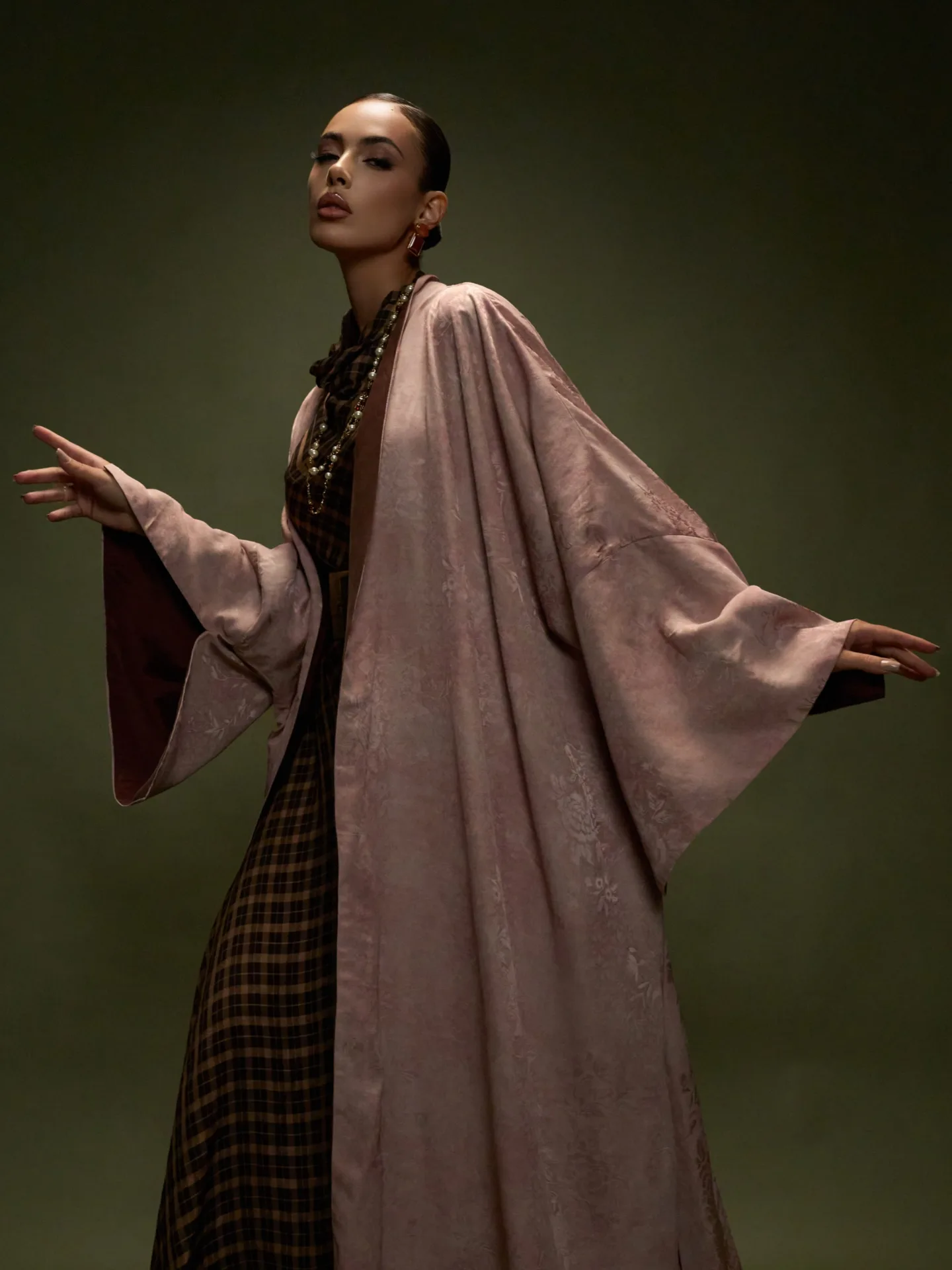 Rose Jacquard Open Abaya