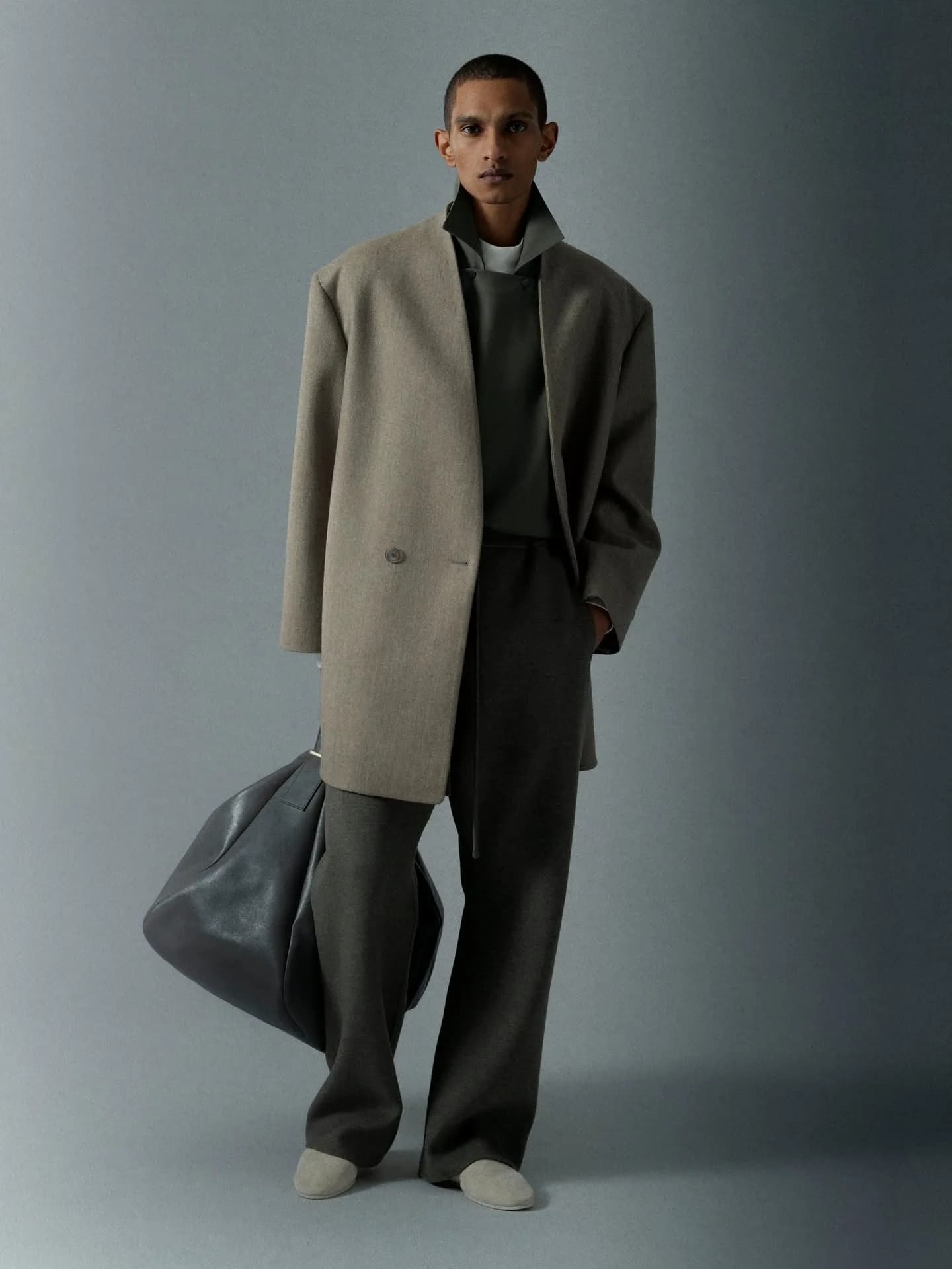 Taupe Oversized Wool Coat